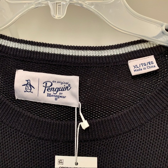 Mens Penguin Munsingwear Sweater Long Sleeve Crewneck Black Heavy Knit XL - Picture 7 of 7